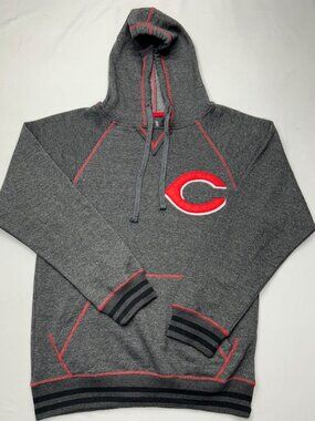 Cincinnati Reds Gray Pullover Hoodie With Logo By Stitches - Small - Cotton Blen